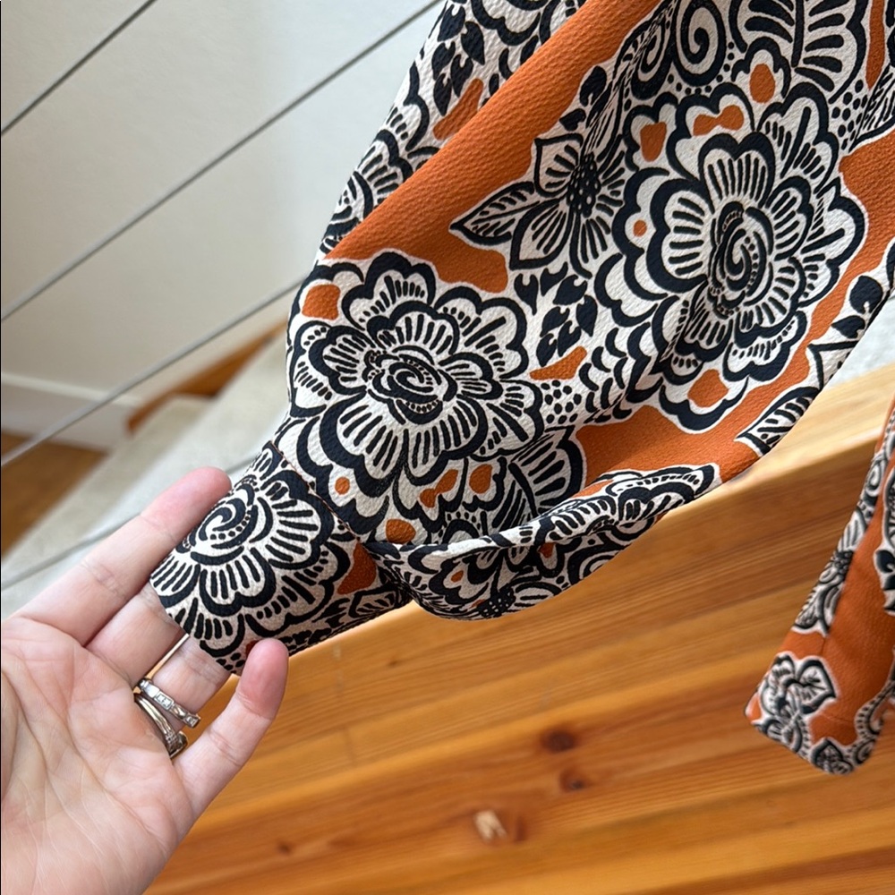 Alexis Orange and Black Floral Playsuit/cover Up Sz M - Picture 4 of 11